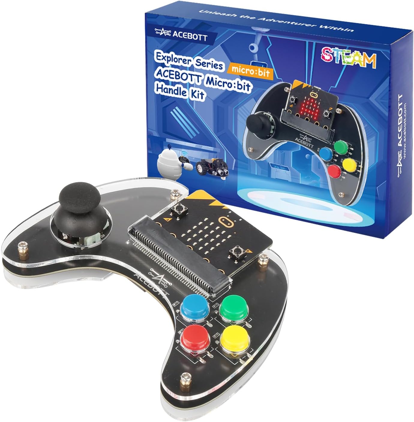 ACEBOTT Wireless Controller for Micro:bit Kit, STEM Kit Coding Robot kit Compatible with Makecode, Remote Control for Programming Learning, Gifts for Kids and Teens(Included Micro:Bit)