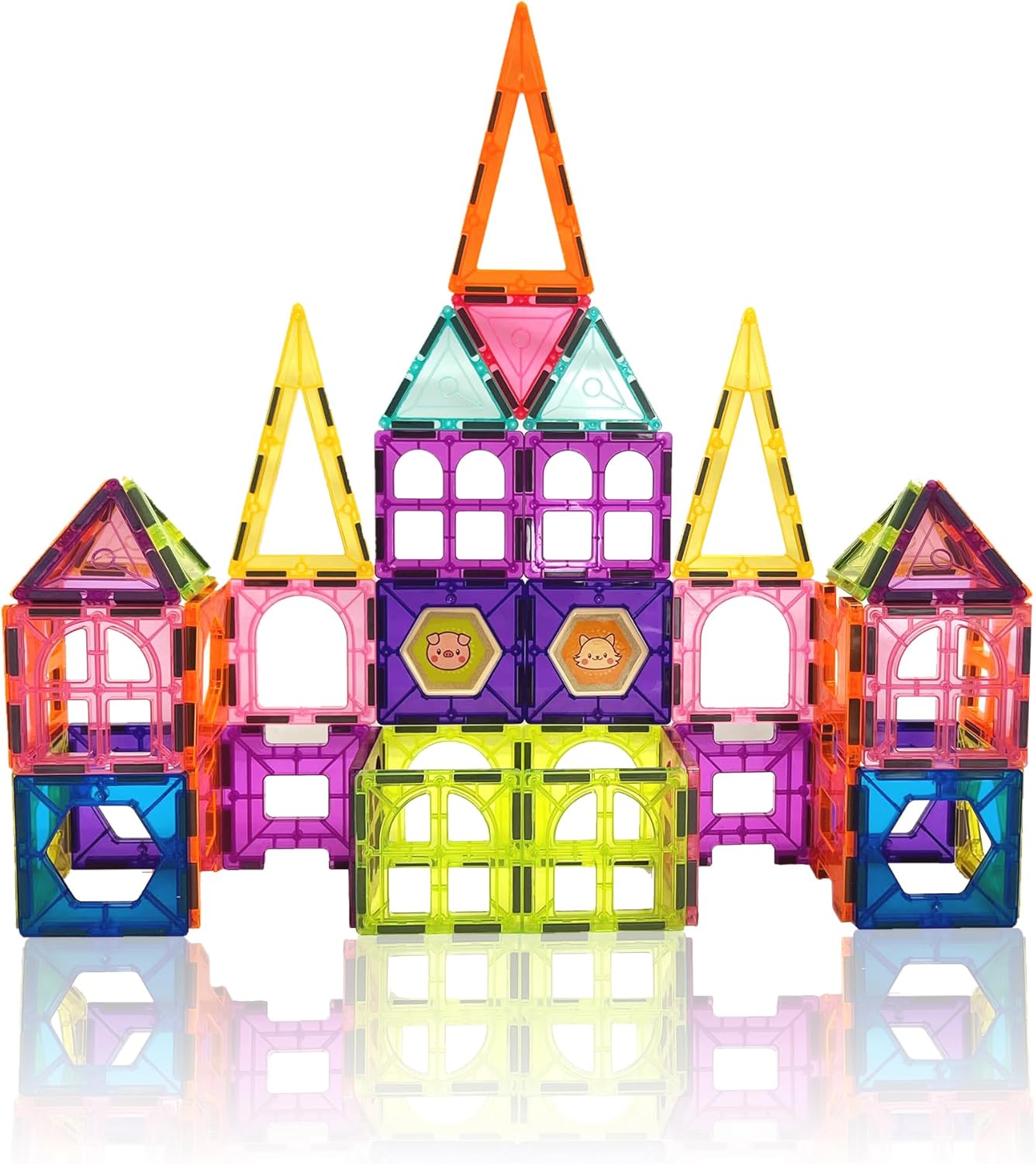 Contixo STEM Building Toys - 110 pcs Marble 3D Magnetic Run Tiles Learning Stacking Educational Building Blocks Set, Creativity Beyond Imagination, Inspirational, Recreational Toy for Kids