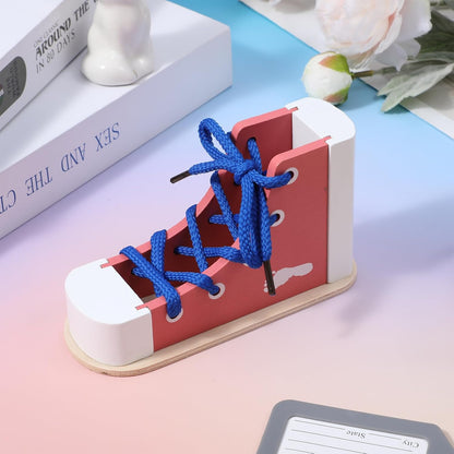 Shoe Ties Practice for Kids Learn to Tie Shoes with Wooden Lacing Sneaker Shoelaces a Shoe Educational Toy