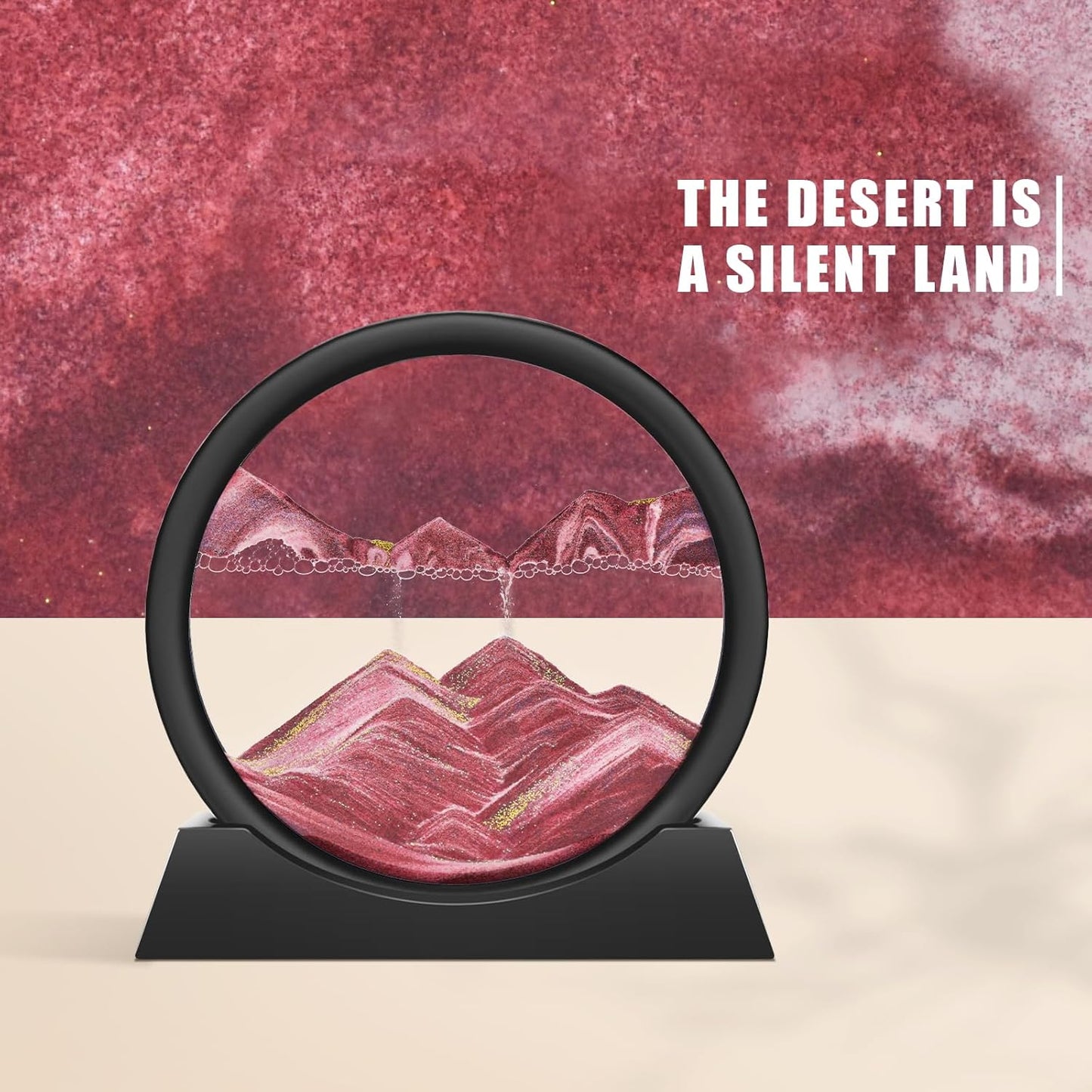 Wai Danie Moving Sand Art Picture 3D Hourglass Deep Sea Sandscape Liquid Motion Display Painting Flowing Sand Frame Relaxing Desktop Home Office Work Decor (Black, 12 Inches)