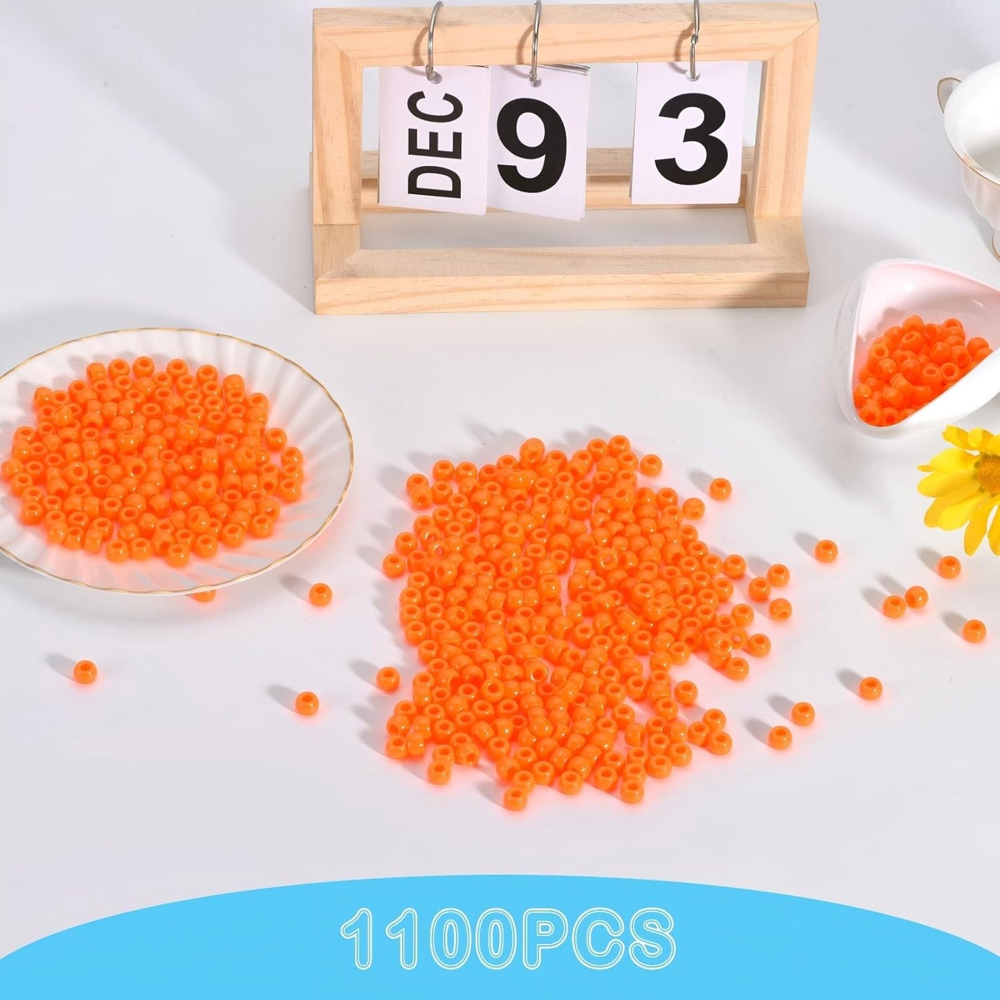 1100Pcs Red Pony Beads 6x9mm Large Hole Plastic Hair Beads for Braids, Kandi Bracelets, Keychains, Jewelry Making