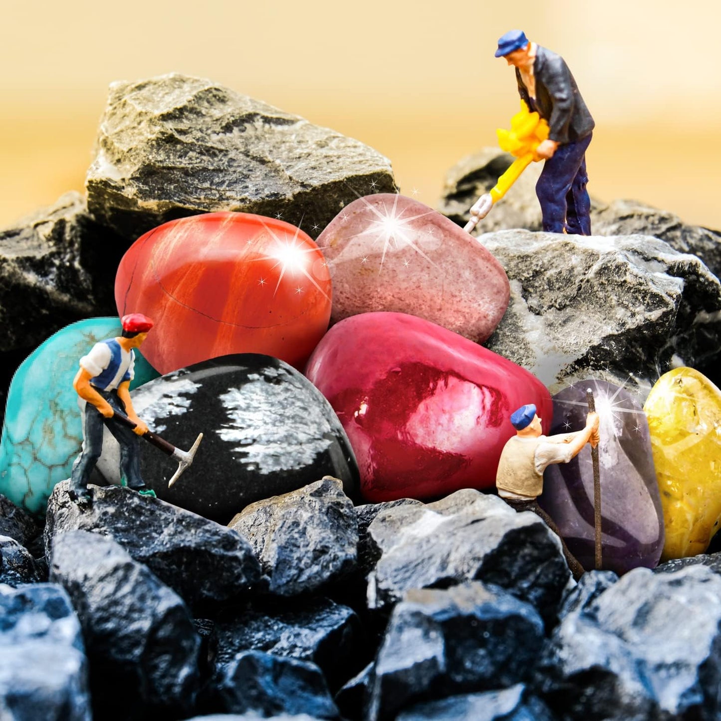 Gamerside Rocks for Kids - 48 Real Rocks, Gemstones & Crystals Collection – Educational Science Kit, Great Rock Collections STEM Gift for Boys & Girls Ages 6-12