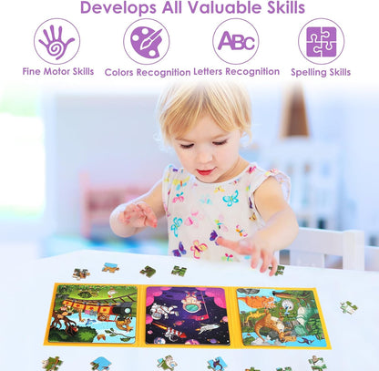 Magnetic Puzzles for Kids Ages 4-6, 20-Piece Toddler Travel Toys Unicorn Princess Puzzles Ages 3-5, Educational Learning Magnets, Ideal Road Trip Activities Toys for 3 4 5 6 Boys and Girls