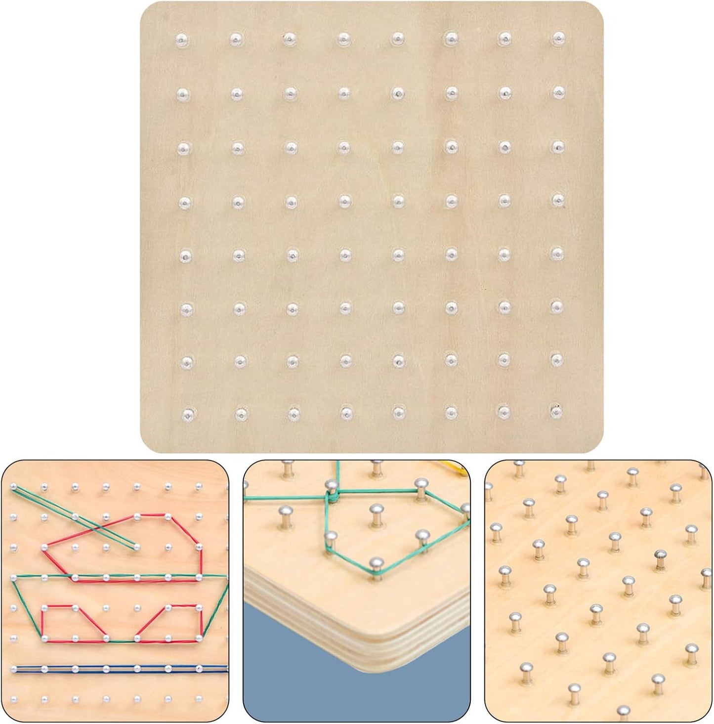 Geoboards with Rubber Bands - Education Toys for Kids,Math Manipulative Education for Kids with Challenge Cards for Creating Geometric Shapes, STEM