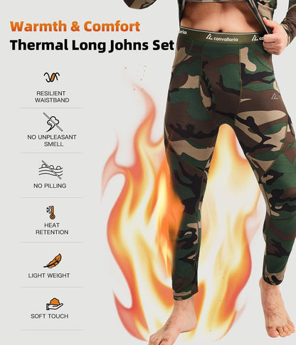 CL convallaria Thermal Underwear Long Johns Set Mens Winter Gift Hunting Gear Sport Base Layer Bottom Top - Colors B