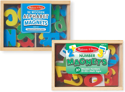 Melissa & Doug 52 Wooden Alphabet Magnets in a Box - Uppercase and Lowercase Letters