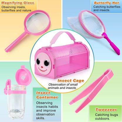 Bug Catcher Kit & Outdoor Explorer Kit for Kids, 10 Pcs Bug Catching Kit with Toy Cage, Backpack, Flashlight, Manifying Glass, Toy Net, Outdoor Exploration Toys Gift for Boys Girls 3-12