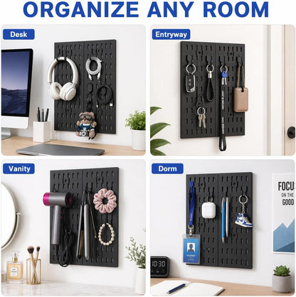 Pegboard Wall Organizer Kit – Heavy Duty 20lbs Load Bearing, Easy Installation, 4 Peg Board Panels 14 Accessories – Multi-Surface Use For Garage, Office, Kitchen & Crafts (White Pegboard,24″×24″)
