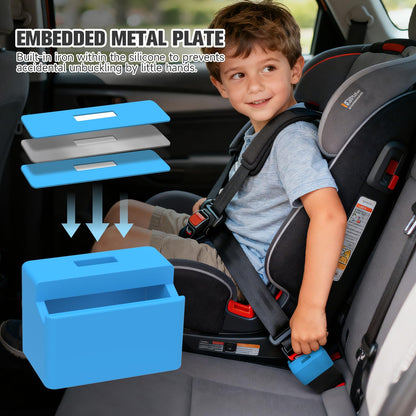 Morlike Silicone Seatbelt Secure Buckle Safety Cover Lock | Keep Children Safe in Car Seat and Prevent Kids from Accidentally Unbuckling | Buckle Guard Fits Almost Vehicles (red,2PACK)