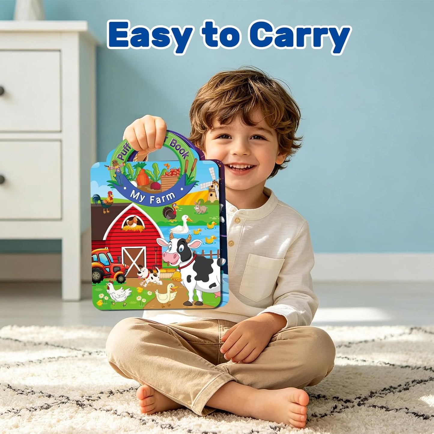Elfew 2 Pack Puffy Sticker Books for Kids Ages 3-5, Construction Truck and Vehicle Car Stickers for Toddlers Boys, 3D Reusable Stickers Books for Toddlers, Activity Book for Boys Party