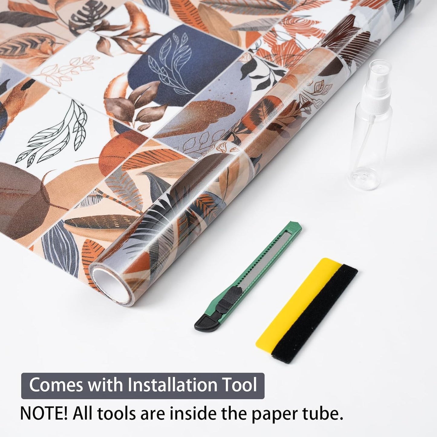 DKTIE Wooden Blinds Pattern Decorative Window Privacy Film, Sun Blocking Heat Control, Static Cling No Glue, with Installation Tools, Stained Glass Window Film (S531, 17.7" x 78.7")