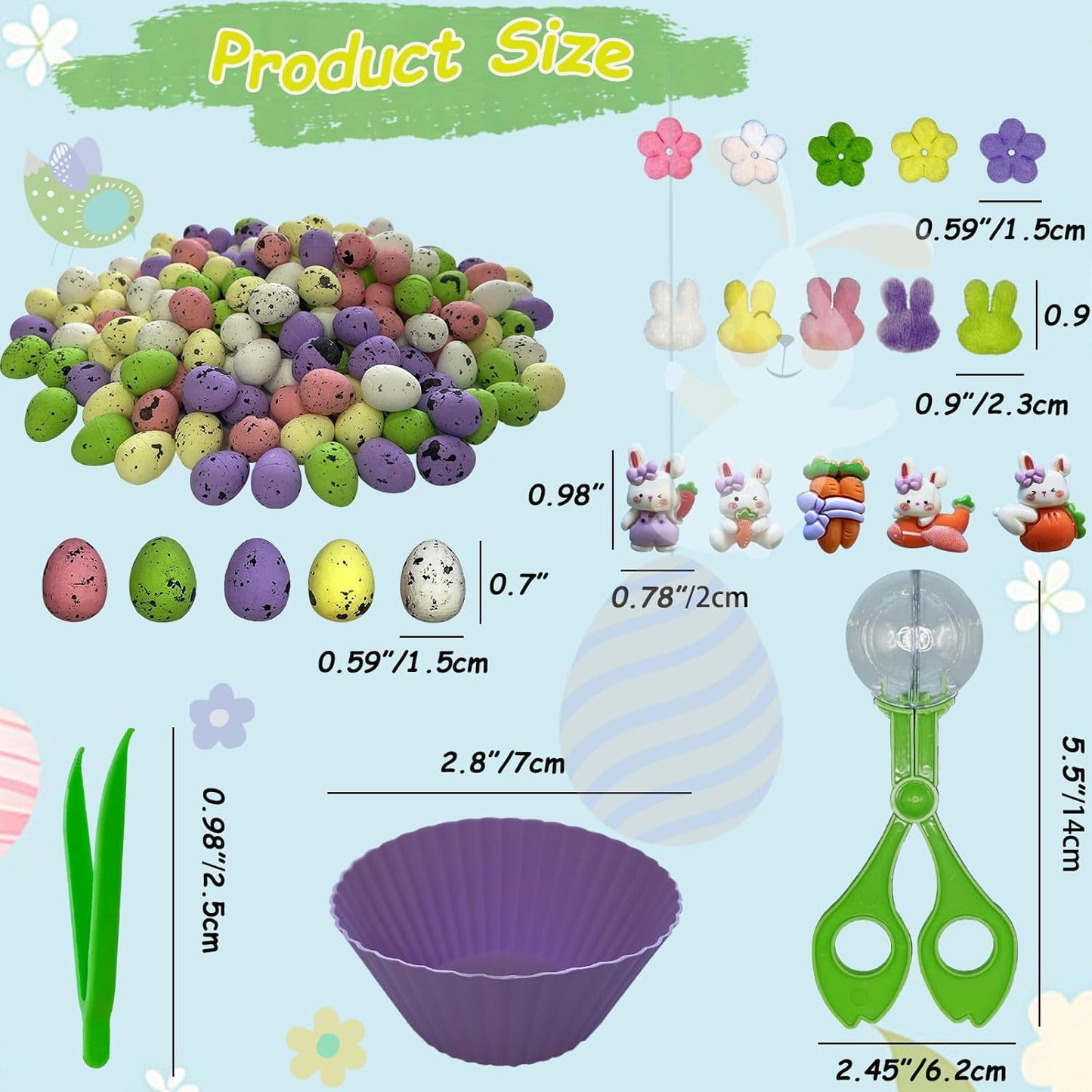 226pcs Easter Sensory Bin Filler Fine Motor Toys Spring Sensory Bin Items 100 Easter Foam Eggs 50 Felt Easter Flowers 50 Felt Bunny 10 Resin Rabbit Figurines for Easter Counting Sorting