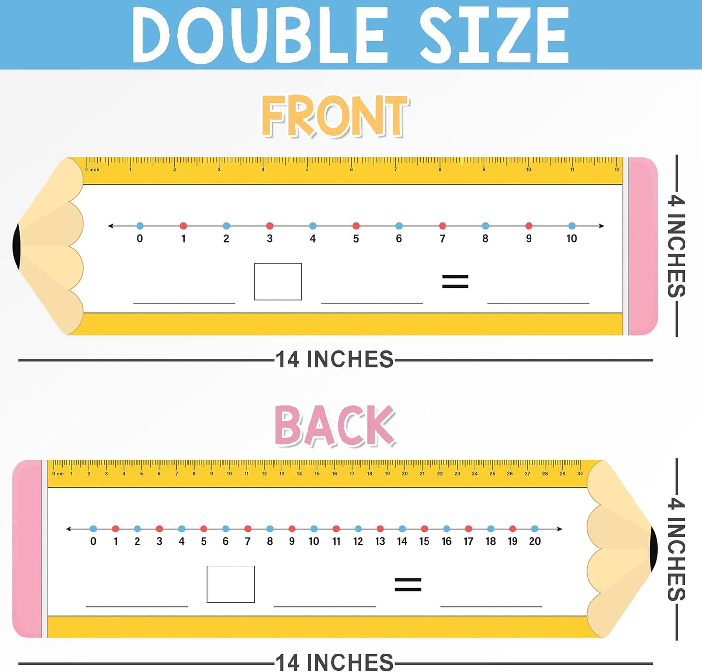 26 Pack Boho Number Line Dry Erase Boards Cards, 14"x4", Double-Sided, 0-10 on One Side & 0-20 on Other Side, Math Manipulatives for Student, Education Classroom Must Haves