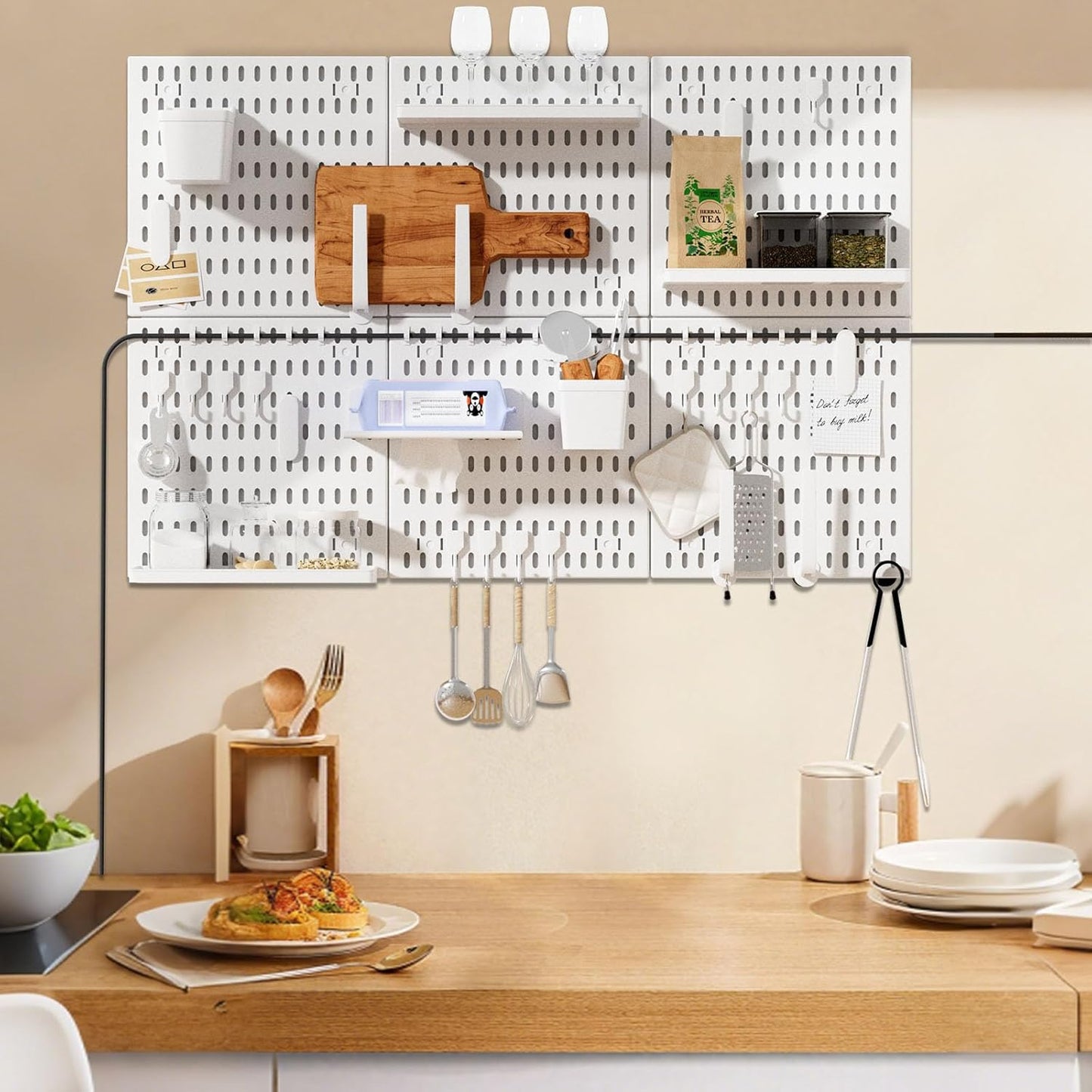 SHGJ&SOFT Peg Board Wall Organizer Panels, 22pcs - Includes 4 White Pegboards & Accessories, Plastic Pegboard for Home，Office, Craft Room, Gaming Setup, 24″×24″, Wall Mount Display Pegboard Panel Kits