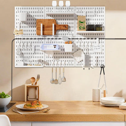 SHGJ&SOFT Peg Board Wall Organizer Panels, 22pcs - Includes 4 White Pegboards & Accessories, Plastic Pegboard for Home，Office, Craft Room, Gaming Setup, 24″×24″, Wall Mount Display Pegboard Panel Kits