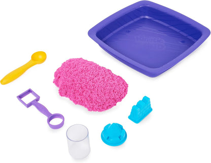 Kinetic Sand | Shimmer Sand Castle | Kinetic Sand 454g | Magic Sand | Pink Glitter Coloured Sand | 3 Accessories and Tray Included | Toys for Boys and Girls 3 Years