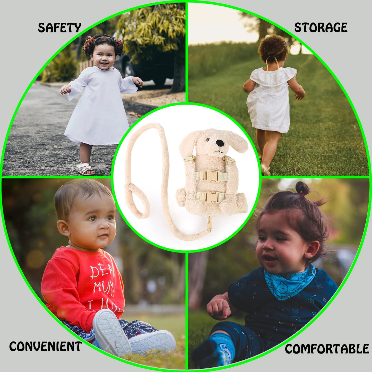 2 in 1 Naughty Dog Toddler Backpack Harness with Safety Leash for Children’s Walking Toddler Leash for 1-3 Years Old Boys and Girls