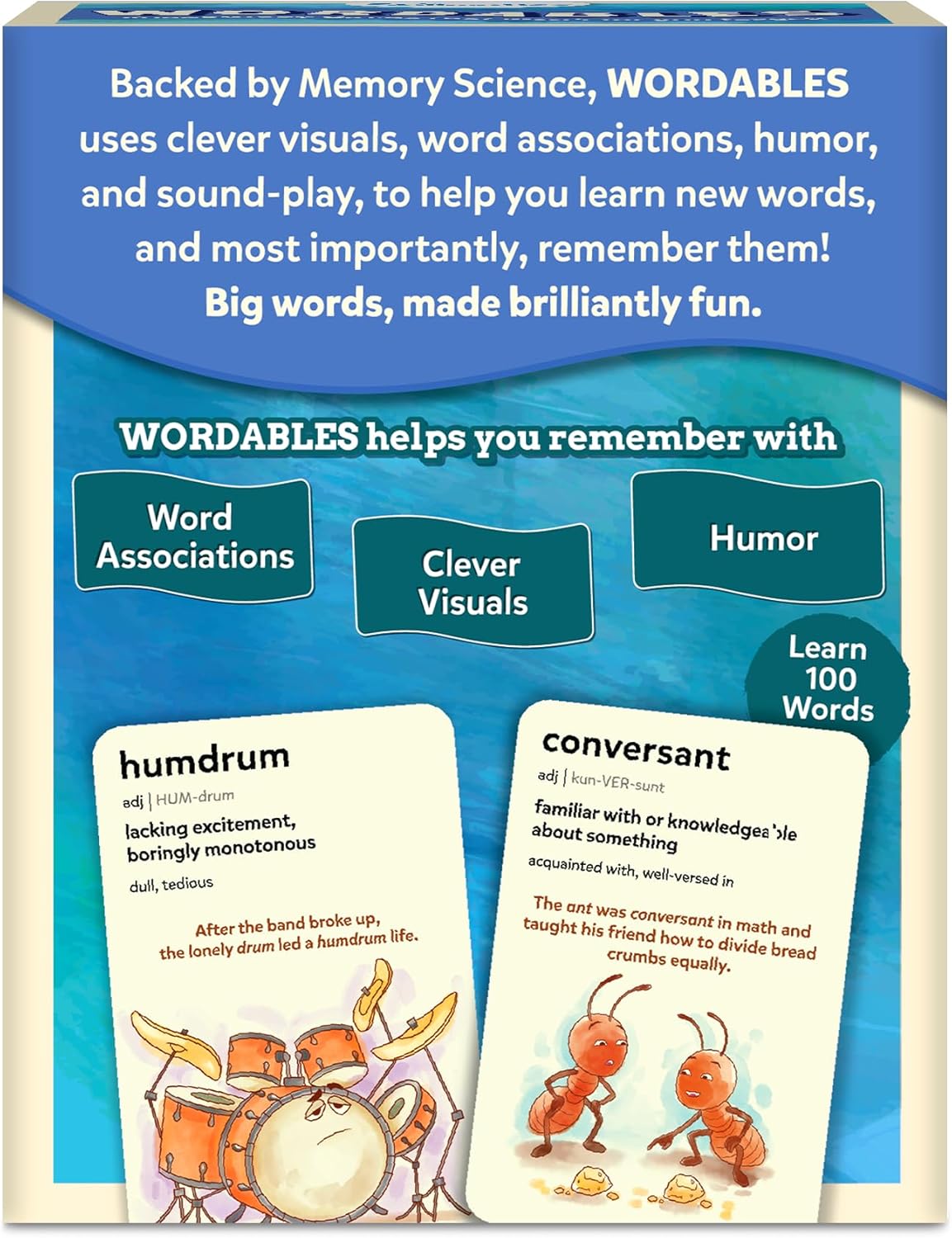 Skillmatics Vocabulary Flash Cards for Kids - Learn 100 Words with Wordplay, Visuals, & Soundplay, Educational Gift for Ages 8, 9, 10 & Up, Screen-Free Language Game