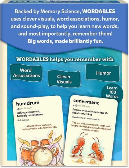 Skillmatics Vocabulary Flash Cards for Kids - Learn 100 Words with Wordplay, Visuals, & Soundplay, Educational Gift for Ages 8, 9, 10 & Up, Screen-Free Language Game