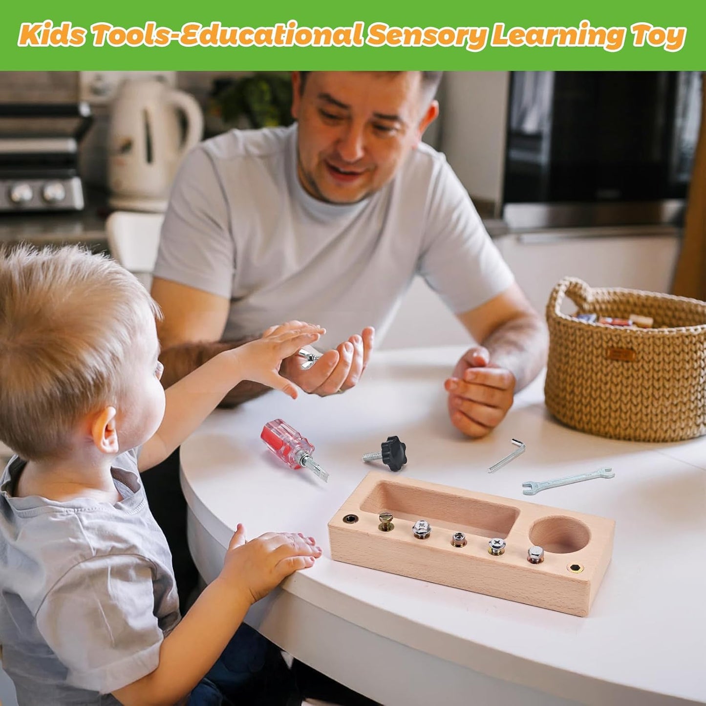 Montessori Screwdriver Board Set with Lock and Key, Montessori Toys for 3 4 5 Year Old, Wooden Screw Driver Activities Tools, Fine Motor Skills Preschool Learning Sensory Toy