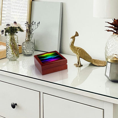 3dRose Prism Fractions a spectrum of colors displayed in geometric section Jewelry Box 7 x 7 inch with 4 inch tile