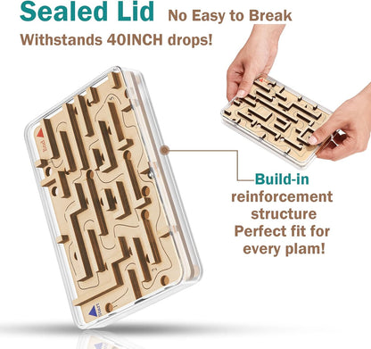 Handheld Fidget Puzzle Game for Kids and Adults - Challenging Wooden Labyrinth Marble Maze for Teen Boys - Fun Brain Teaser Puzzle Fidget Toys for Travel Stocking Stuffer Party Favor for Kids Ages 8+