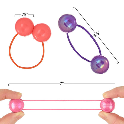 20pc Ponytailers Balls Elastics 18mm Round Opaque Multicolored Twin Beads Bauble Holders Toddler Kids Braiding Styling