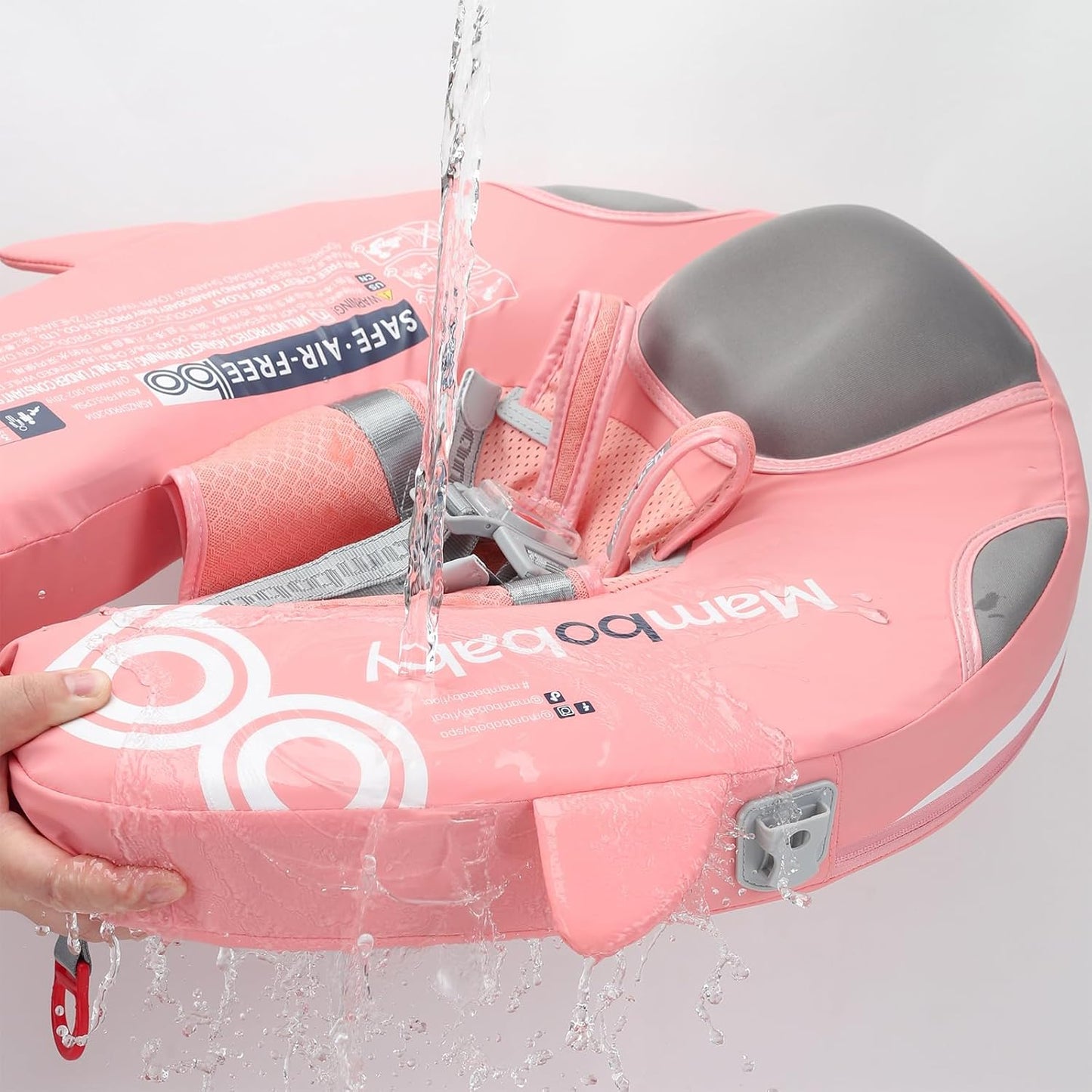 Baby Pool Float with UPF50+ 3D Adjustable Canopy, Add Tail Mambobaby Float Non Inflatable Infant Floats for Pool, Cartoon Narwhal Baby Floats (NPink with Canopy-U05NPCTLUROHML01U05)