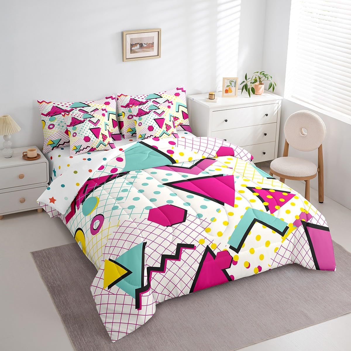 Erosebridal Chemical Equation Bed in a Bag Queen Comforter Set 7 Piece,Chemistry Bedding Sets Science Students Learning Gift Sheet Set with Comforter,Molecular Formula Education Bed Set - Colors A