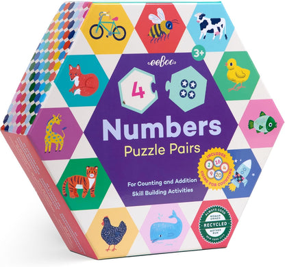 eeBoo Hexagon Puzzle Pairs - Rhyming Words, 33 Self-Correcting Pairs, Match Sounds to Images, Pre-Reading Activity for Preschool Kids Ages 3 and up