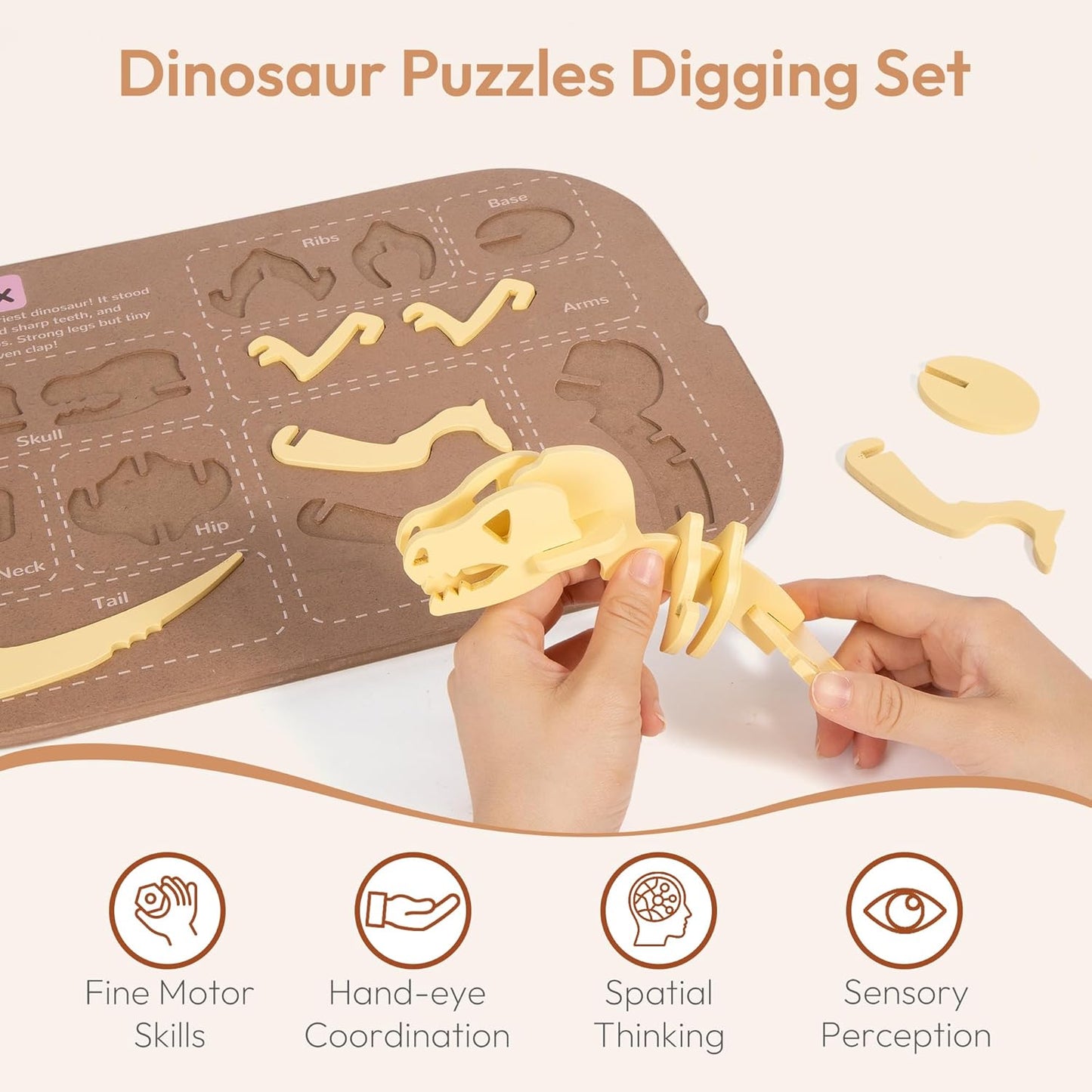 Woodtoe 2 PCS Dinosaur Sensory Table Inserts, Double-Sided Dinosaurs Puzzle for Flisat Trofast, 3D Wooden Dinosaur Puzzle, Sensory Sand & Water Table Accessories, Science Toys STEM Kits for Kid Age 3+