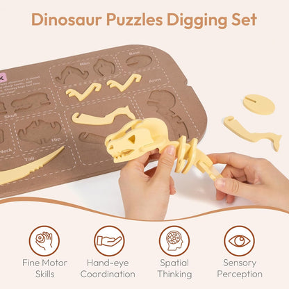 Woodtoe 2 PCS Dinosaur Sensory Table Inserts, Double-Sided Dinosaurs Puzzle for Flisat Trofast, 3D Wooden Dinosaur Puzzle, Sensory Sand & Water Table Accessories, Science Toys STEM Kits for Kid Age 3+