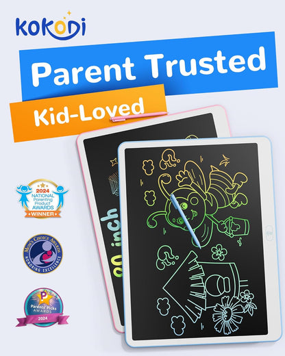 KOKODI LCD Writing Tablet, 12 Inch Colorful Toddler Doodle Board Drawing Tablet, Erasable Reusable Electronic Drawing Pads, Educational and Learning Toy for 3-6 Years Old Boy and Girls(Blue)