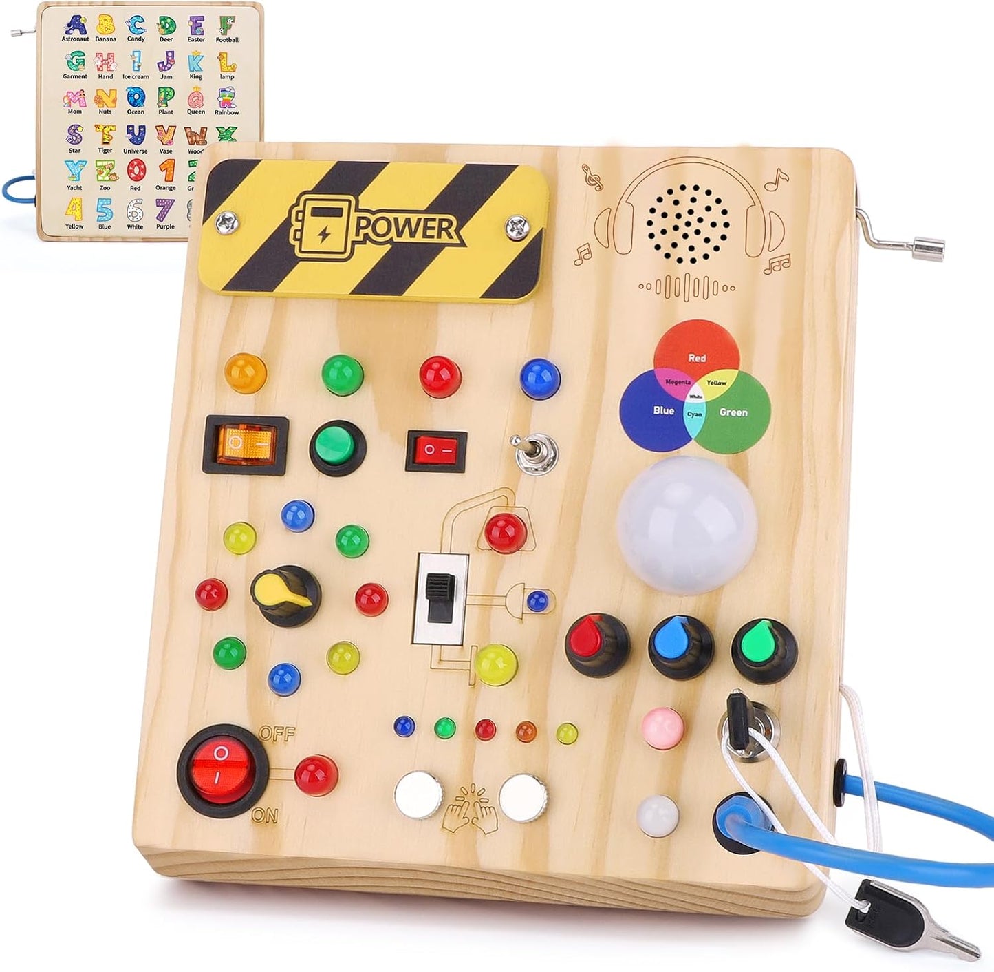 Sumsoltic Busy Board,Montessori Toys for 1-3 Year Old Boys & Girls,Travel Educational Learning Activities for Toddlers,Sensory Toy for Kids with Autism (Busy Board v4)