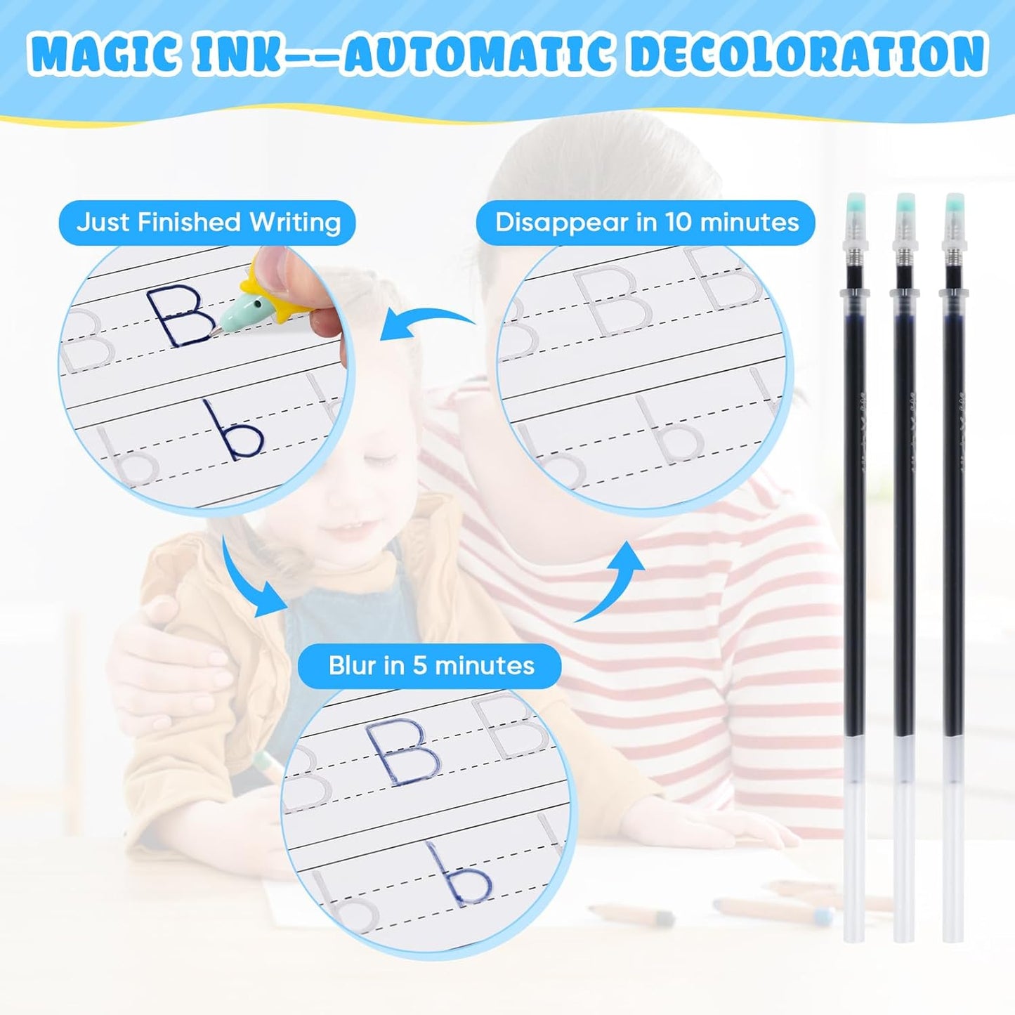 ASIGN Magic Ink Copybooks for Kids Reusable Workbooks Writing Practice for Kids Age 3-5-Grooved Writing Books Handwriting Practice Preschool Tracing Books (6)