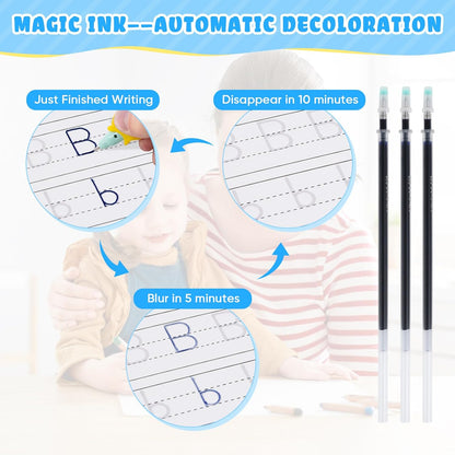 ASIGN Magic Ink Copybooks for Kids Reusable Workbooks Writing Practice for Kids Age 3-5-Grooved Writing Books Handwriting Practice Preschool Tracing Books (6)