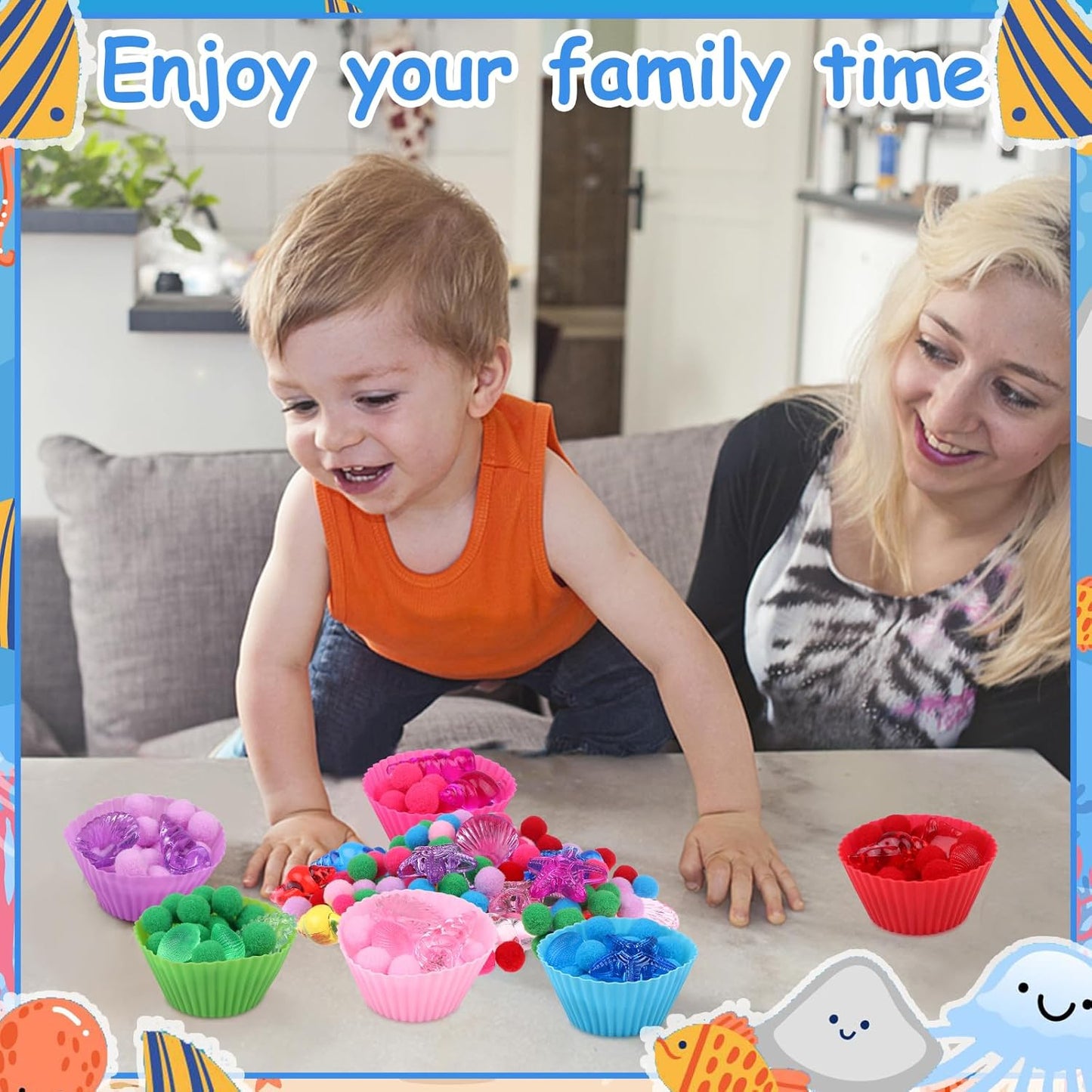 286Pcs Letters and Numbers Sensory Bin Filler Fine Motor Toys Counting Sorting 200 Felt Pompoms 76 Magnetic Letters Numbers 4 Tweezers 5 Silicone Plates 1 Storage Box for Counting Sorting DIY Crafts
