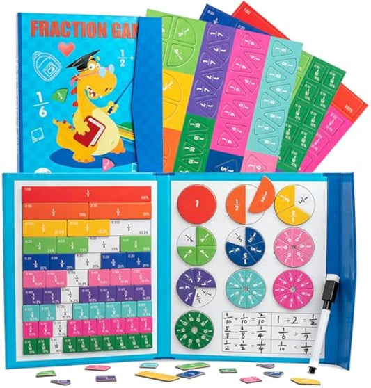 Magnetic Math Master Set - 102 Pcs,Magnetic Fraction Demonstration Book 4th 6th Grade,Fraction Magnets for Teaching,1 Set Math Teaching Aid for Kids (1Set)