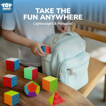 STEAM Life Speed Cube Set, Speed Cube Set of 2x2 3x3 4x4 Megaminx and Pyramid Cube Smoothly Stickerless Magic Cubes Collection for Kids & Adults