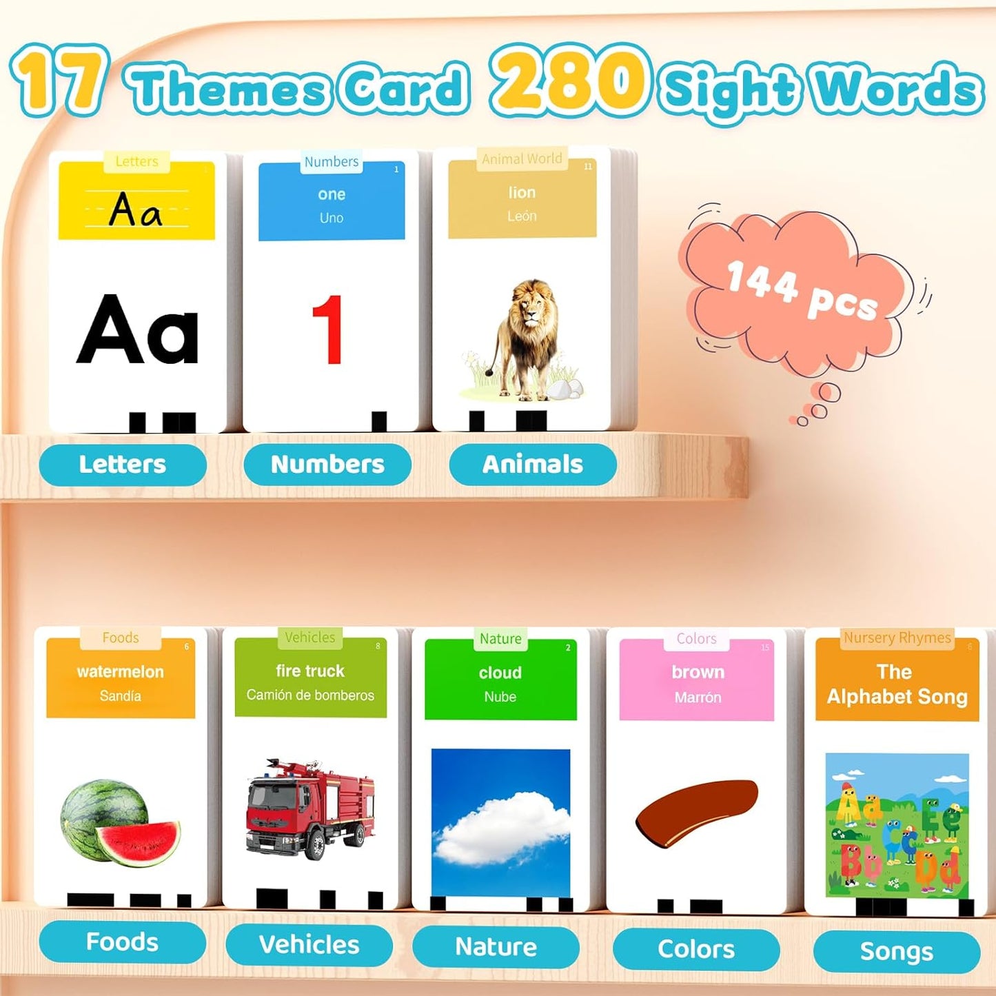 HOMESTEC Toddler Talking Flash Cards with American Accent and 288 Sight Words for Speech Therapy Learning Montessori Sensory Play for Boys and Girls Ages 3 to 6 Birthday Gifts (Pink)