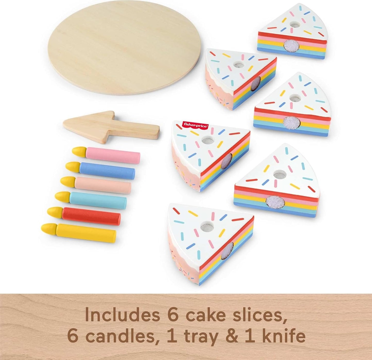 Fisher-Price Wood Pretend Play Toy Fruit Pie, Tiny Garden 16-Piece Wooden Food Puzzle Set for Preschool Kids Ages 3+ Years (Amazon Exclusive)