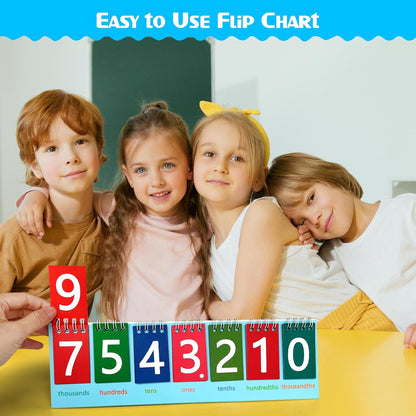 5 Pack Student Place Value Flip Chart Double-Sided with Whole Numbers and Decimals 1st 2nd 3rd Grade Math Learning Tool to Count by Ones, Tens, Hundreds, Thousands and Millions Classroom Must Haves