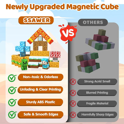 Magnetic Blocks Toys for Kids, 100 PCS Building Blocks Cubes, Stacking Magnetic Tiles Toys for Kids Toddlers Boys Girls Ages 3 4 5 6 7 8-12 Birthday Gifts Party Supplies (Underworld)