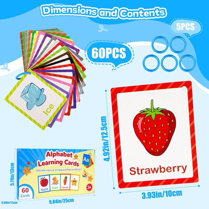 Toddler Learning Flash Cards, 60 PCS Double Sides Flashcards for Alphabets, Numbers, Colors, Shapes, Sight Words, Baby Cognitive Flashcards for Kids, Preschool Kindergarten Learning Activities