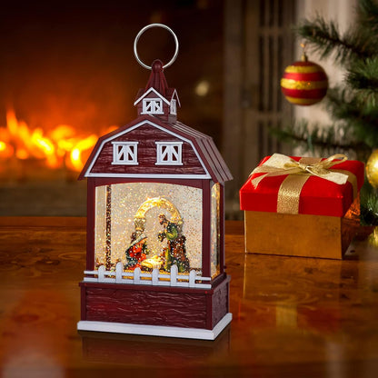 Eldnacele Musical Snow Globe Lantern with Timer, Lighted USB/Battery Operated Swirling Singing Water Glittering Lantern, Snow Globes for Adults and Kids Christmas Decoration- Santa