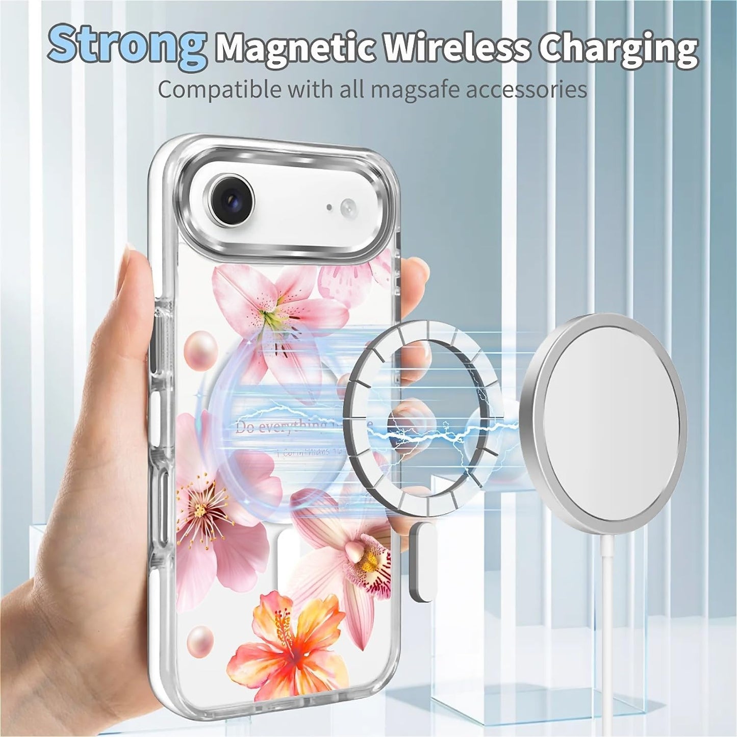 for iPhone 17 Pro Max Case [Compatible with Magsafe],Girls Women Clear Magnetic Case Silicone Shockproof Protective Cover with Pattern Colorful Motivational Letters