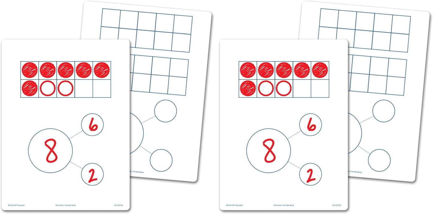 EAI Education Ten Frames & Number Bonds Flexible Dry-Erase Boards - Set of 10