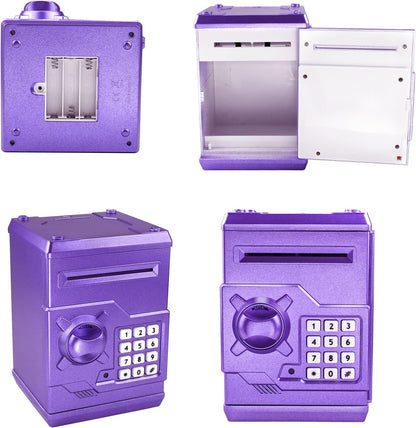 HUSAN Piggy Banks Money Banks for Kids, Electronic Password Code Money Banks ATM Banks Box Coin Bank for Children Boys and Girls (Grey Bue)