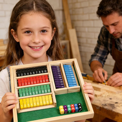 Shut The Box Game Wooden Board Dice Game with 12 Dice, Upgraded Shut The Box Game 6 Players Table Math Games for Fun Family Game Night Classroom Home Party or Pub Strategy Games