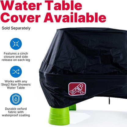 Step2 Rain Showers Splash Pond Water Table with Cover, Kids Water and Sand Activity Sensory Playset, Summer Outdoor Toys, 13-Piece Water Toy Accessories, For Toddlers 1.5+ Years Old, Blue & Green
